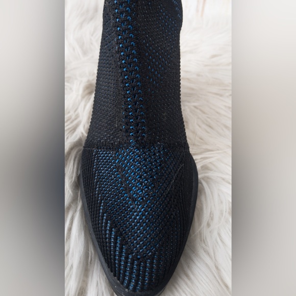 The WISHBONE COLLECTION navy & black net, chunky heel, women’s boots 8M - Picture 4 of 14